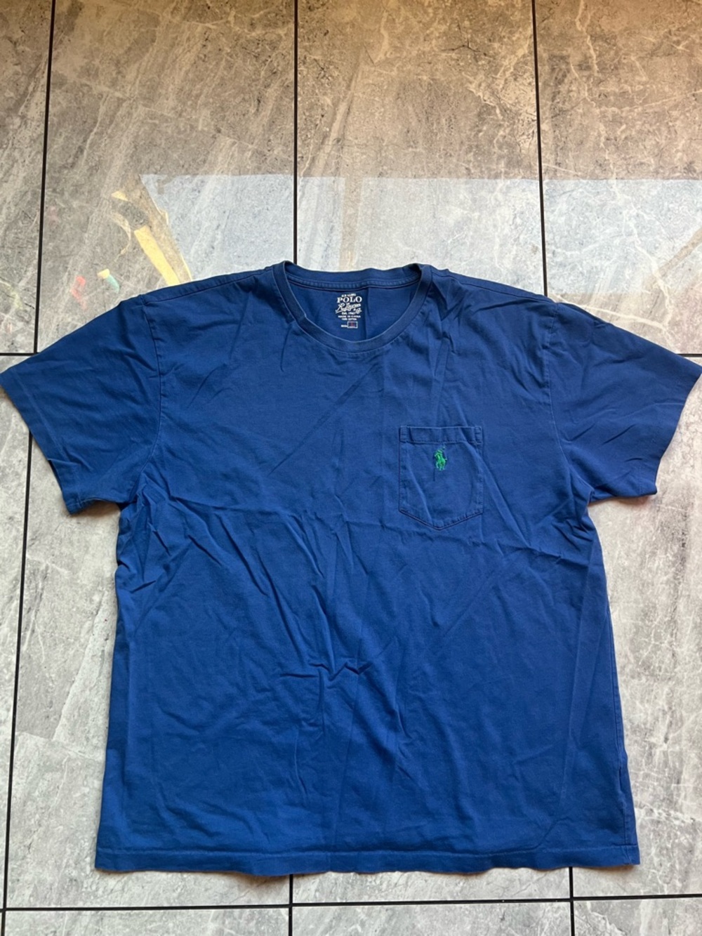 Polo Ralph Lauren Mens RoyalBlue Green Embroidered Pony ChestPocket 100%Cotton L